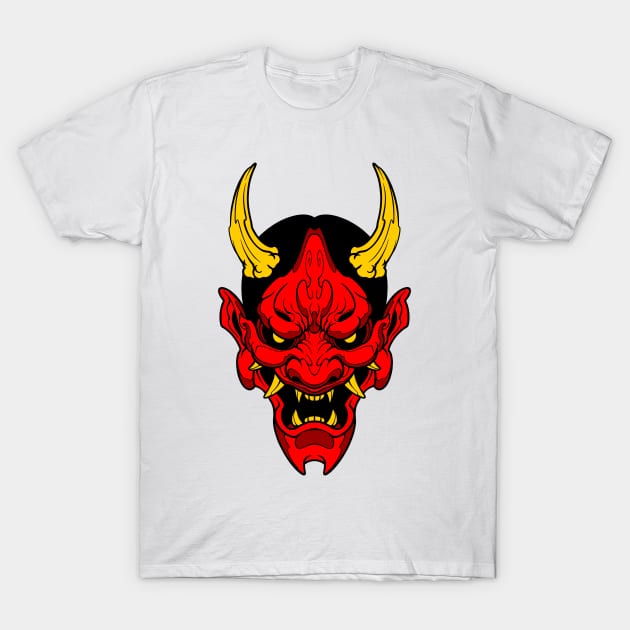 gold horn demon mask T-Shirt by TOSSS LAB ILLUSTRATION